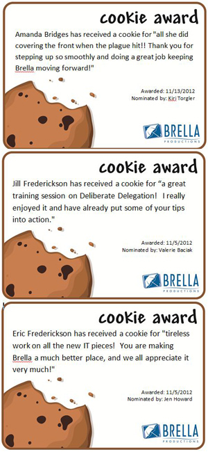 Examples of Cookie Award certificates